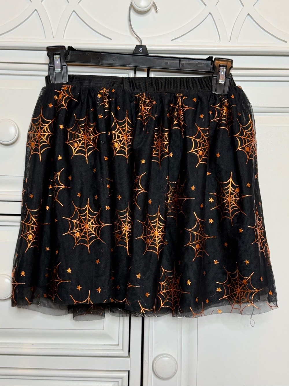 wonder nation Black Tulle Skirt with Orange Spiderwebs